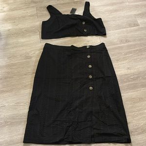 Sold as Set: Eloquii Eyelet Mini Skirt and smocked Back Crop Top